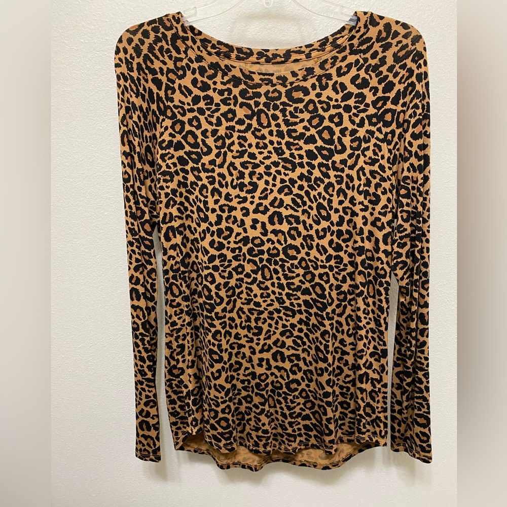 Leopard Print Long Sleeve Blouse